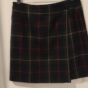 Talbots Wool Wrap Around Plaid Skirt